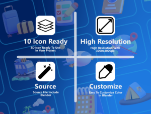 Travel 3D Icon Pack