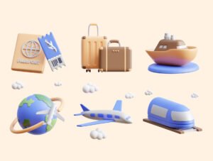Travel & Vacation 3D Icon Pack