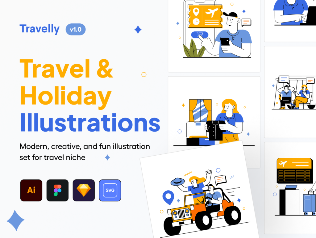 Travelly - Travel and Holiday Illustration Set