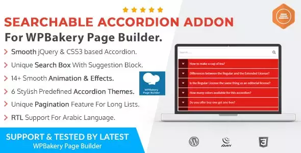 Ultimate Searchable Accordion WPBakery Addon – FAQ & Content Search Plugin