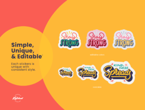 Uplifting Lettering Stickers Spread Positivity