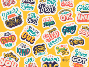 Uplifting Lettering Stickers Spread Positivity