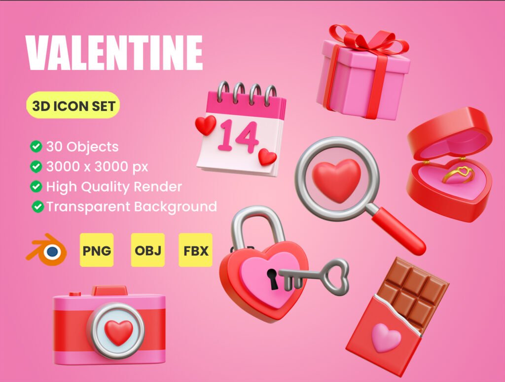 Valentine 3D Icon Illustrations