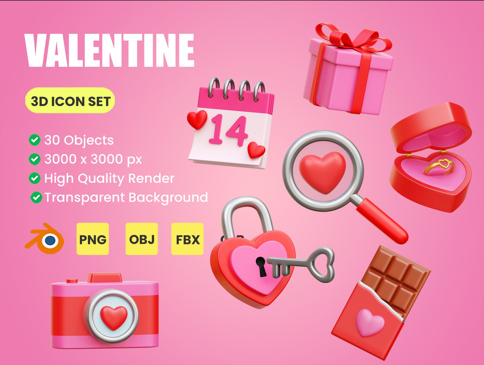 Valentine 3D Icon Illustrations