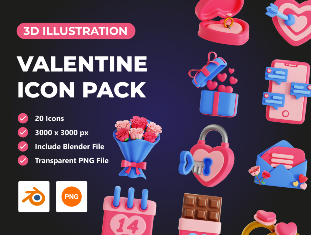 Valentine 3D Icon Pack