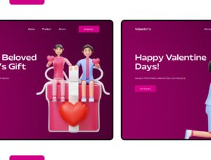 Valentine’s Couple 3D Character Illustration