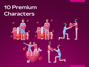 Valentine’s Couple 3D Character Illustration