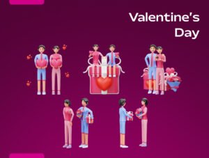 Valentine’s Couple 3D Character Illustration