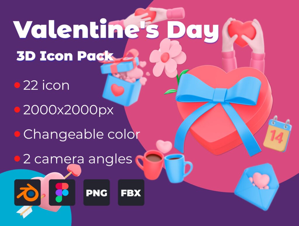 Valentine's Day 3D Icon Pack