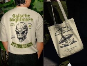 Vintage Alien Illustration Set