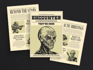 Vintage Alien Illustration Set