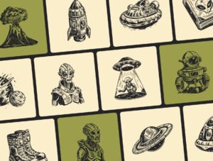 Vintage Alien Illustration Set