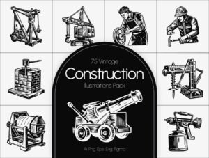 Vintage Construction Art Set