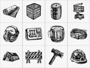 Vintage Construction Art Set