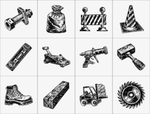 Vintage Construction Art Set