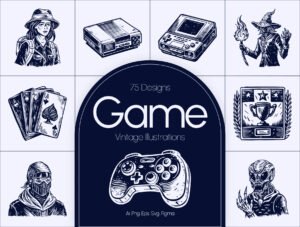 Vintage Game Illustration Set