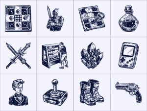 Vintage Game Illustration Set