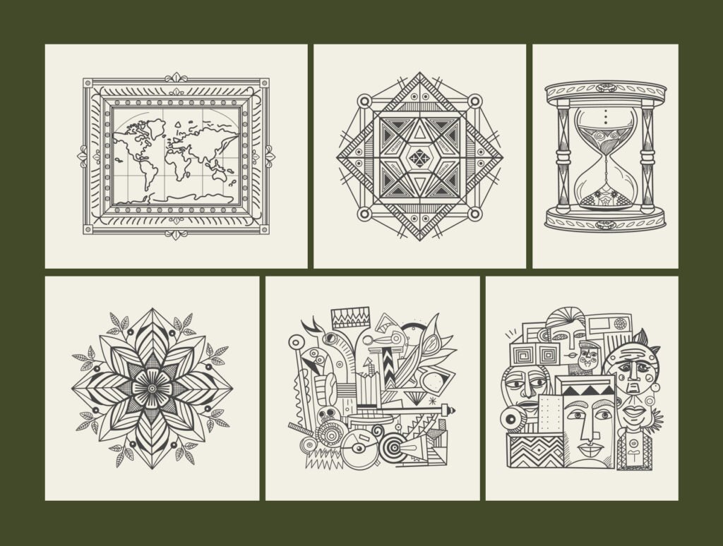 Vintage Hotel Illustration Set