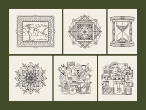 Vintage Hotel Illustration Set