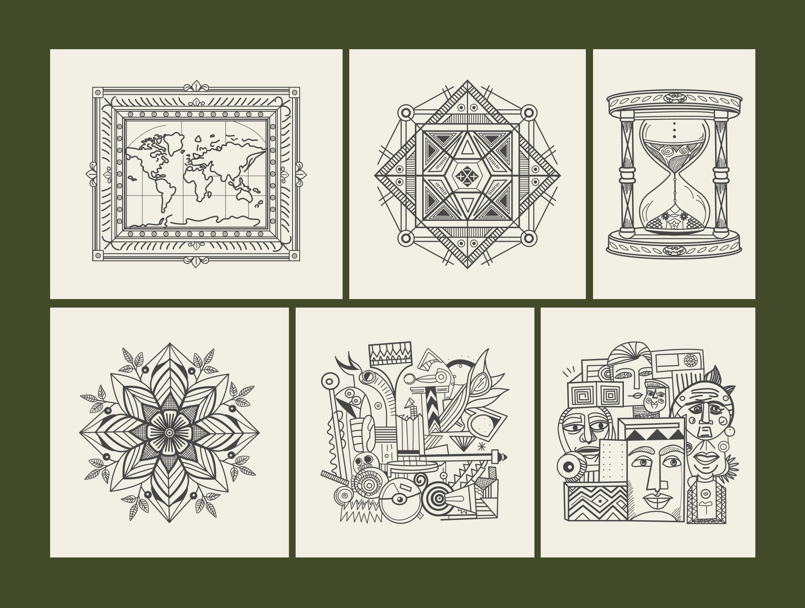 Vintage Hotel Illustration Set
