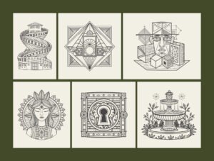 Vintage Hotel Illustration Set