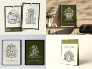 Vintage Hotel Illustration Set