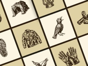 Vintage Hunting Art Illustration Set