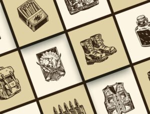 Vintage Hunting Art Illustration Set