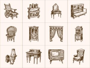 Vintage Interior illustration Set