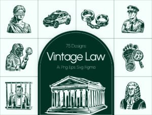 Vintage Law Icons Set