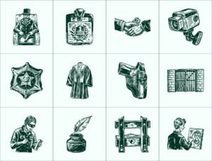 Vintage Law Icons Set