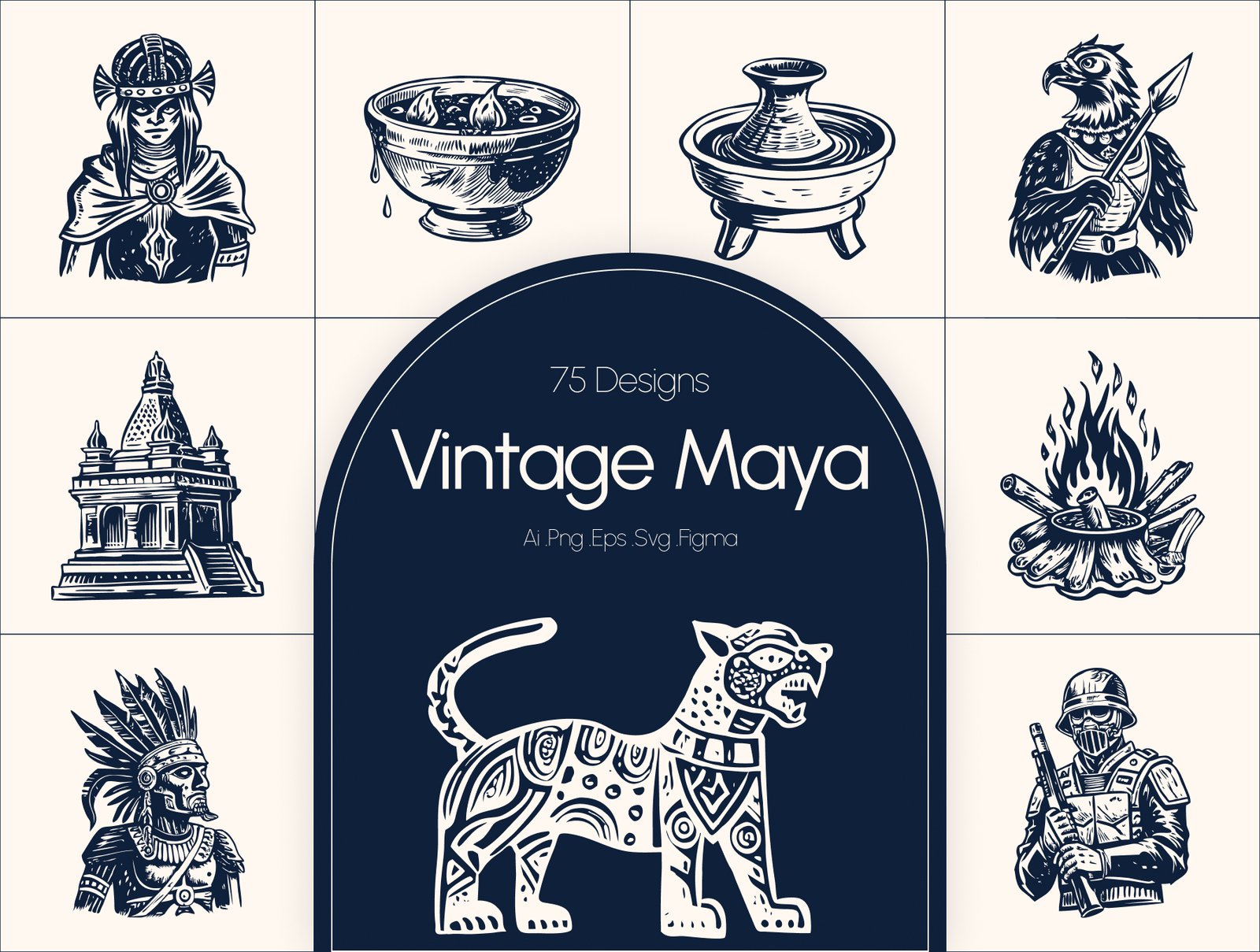 Vintage Maya Icon Set