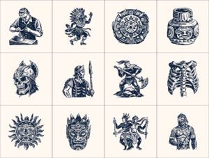 Vintage Maya Icon Set