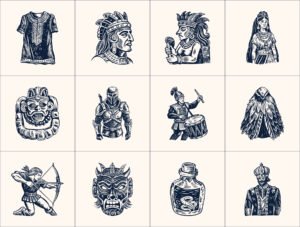 Vintage Maya Icon Set