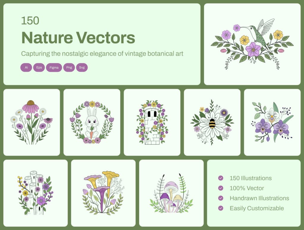 Vintage Nature Illustration Bundle