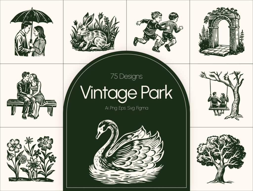 Vintage Park Illustration Set