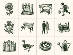 Vintage Park Illustration Set
