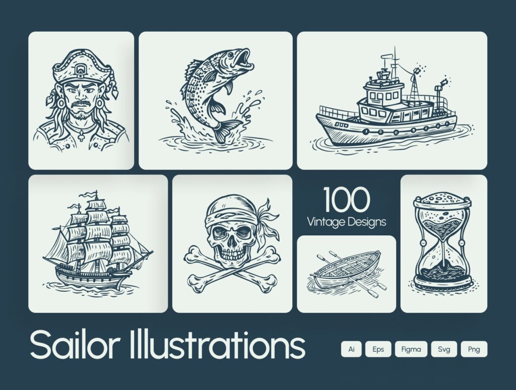 Vintage Sailor Tattoos Icons