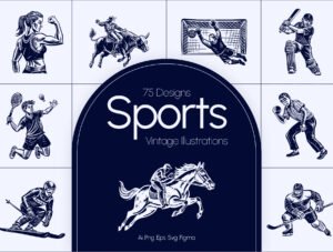 Vintage Sports Illustration Set