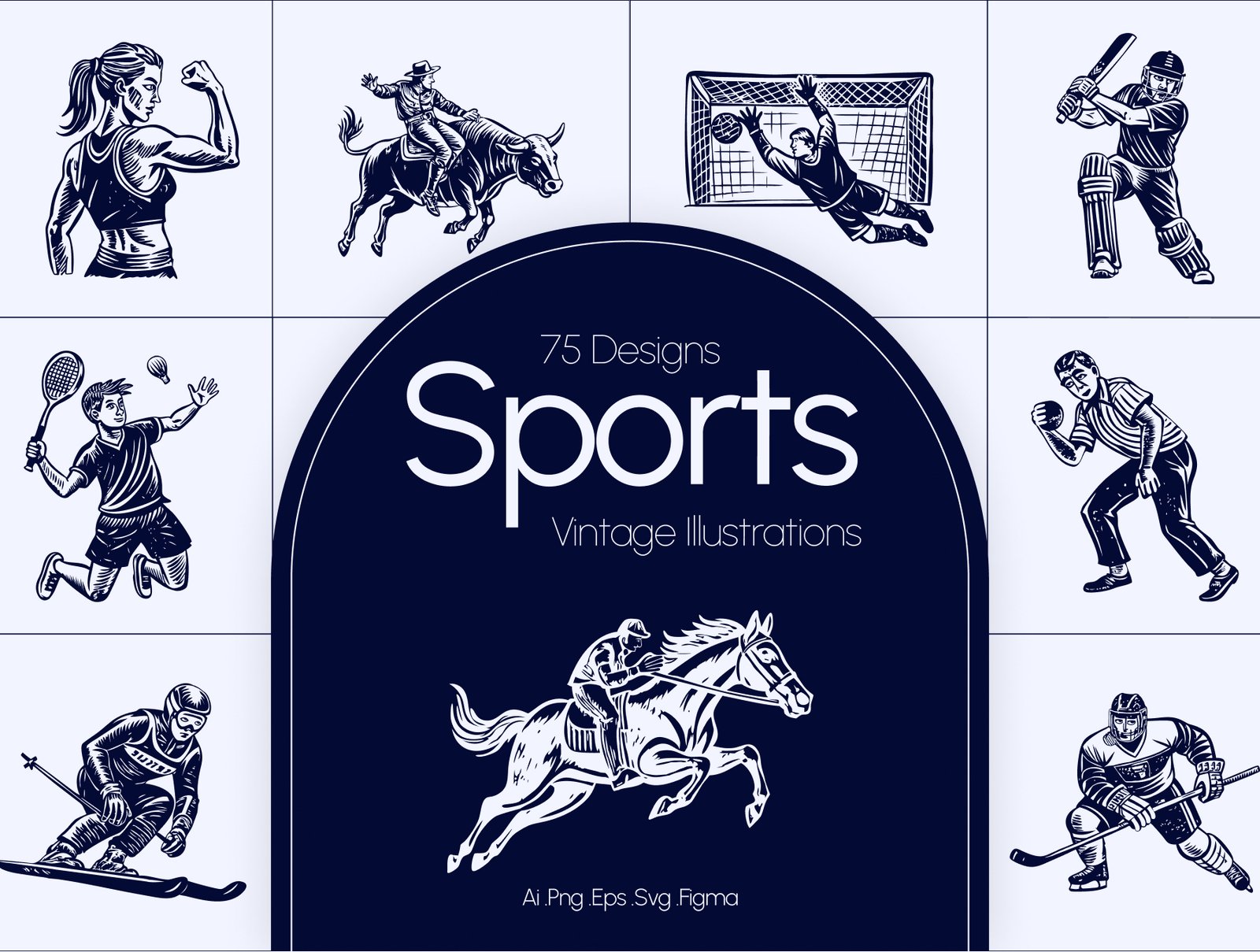 Vintage Sports Illustration Set