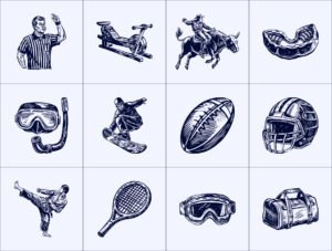Vintage Sports Illustration Set