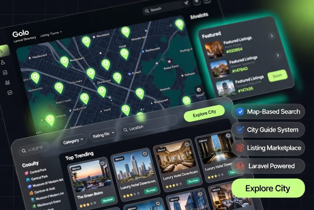 Golo Laravel Directory Listing Theme 1.7.3 – City Travel Guide & Business Marketplace Script