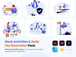 Wakku v2- Work Activities & Daily Life Illustration Pack