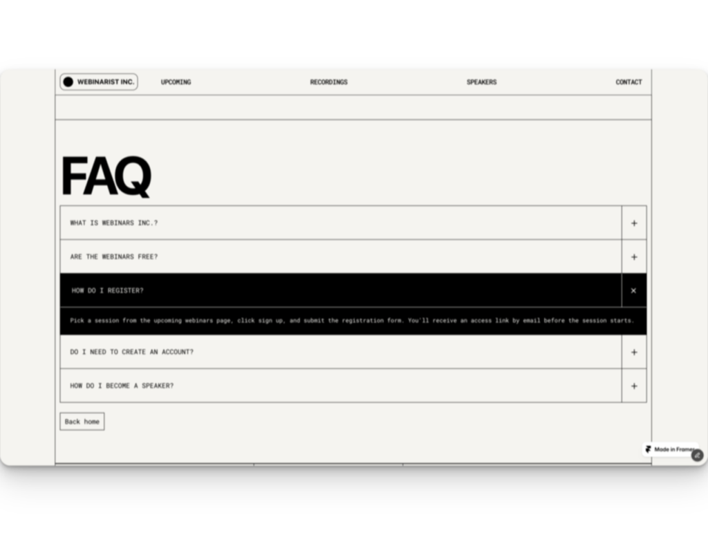 Webinarist- Framer Template