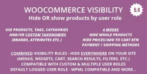WooCommerce Hide Products, Categories, Prices, Payment and Shipping by User Role 5.2 – User Role Access Control