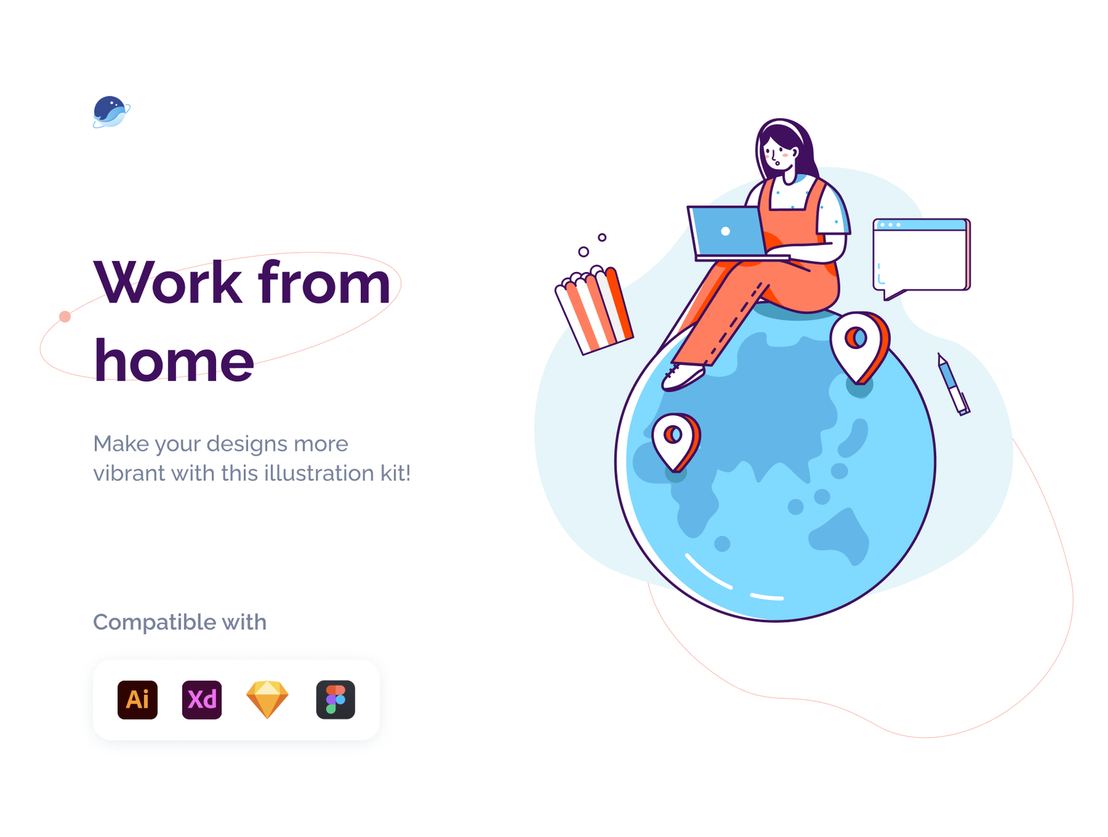 Work From Home Illustration Kitt Work From Home Illustration Kit