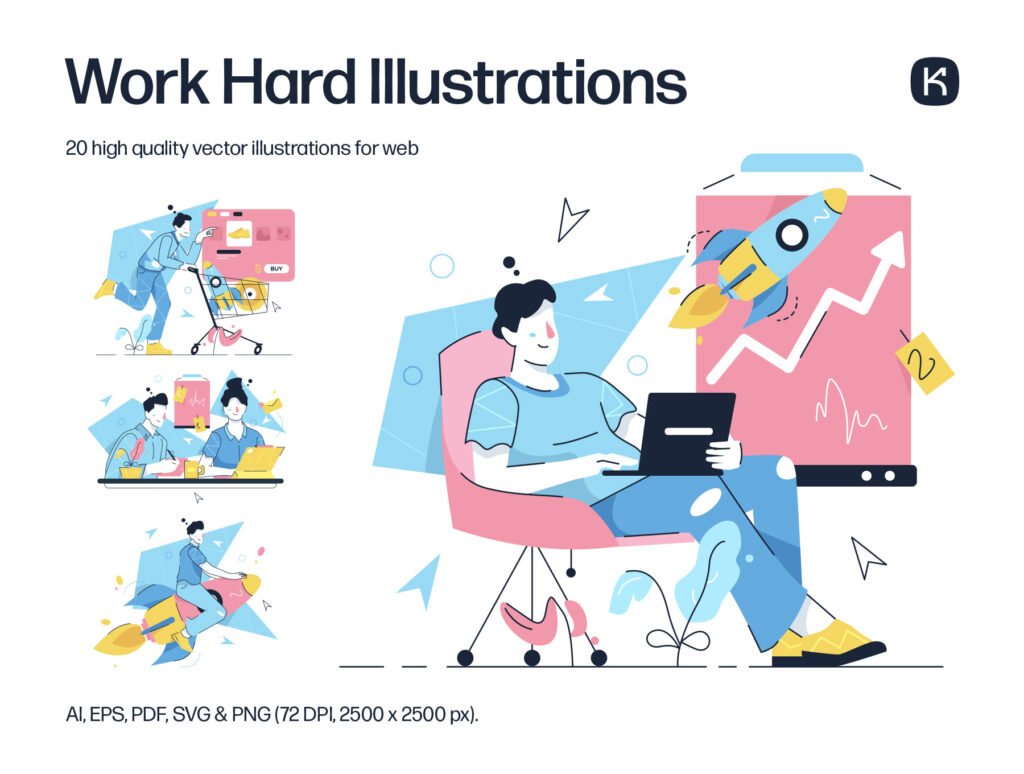 Work Hard Illustrations