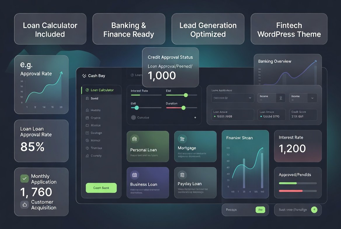 Wvz3U Cash Bay Banking & Payday Loan WordPress Theme 1.2.6 – Finance & Loan Calculator Website Builder
