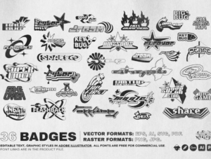 Y2K 240 SHAPES BADGES & GRAPHIC STYLES