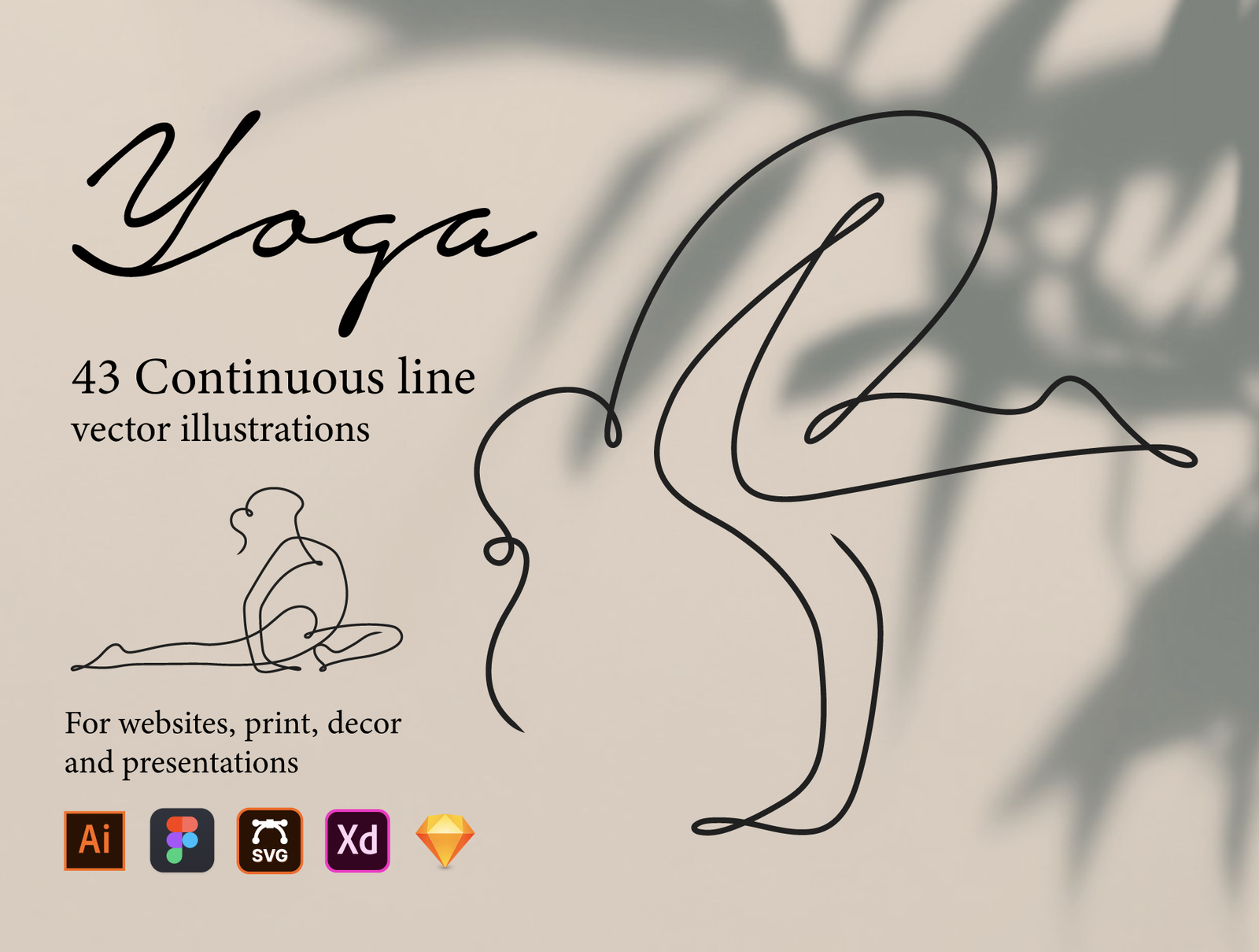 Yoga Continuous Line Illustrations